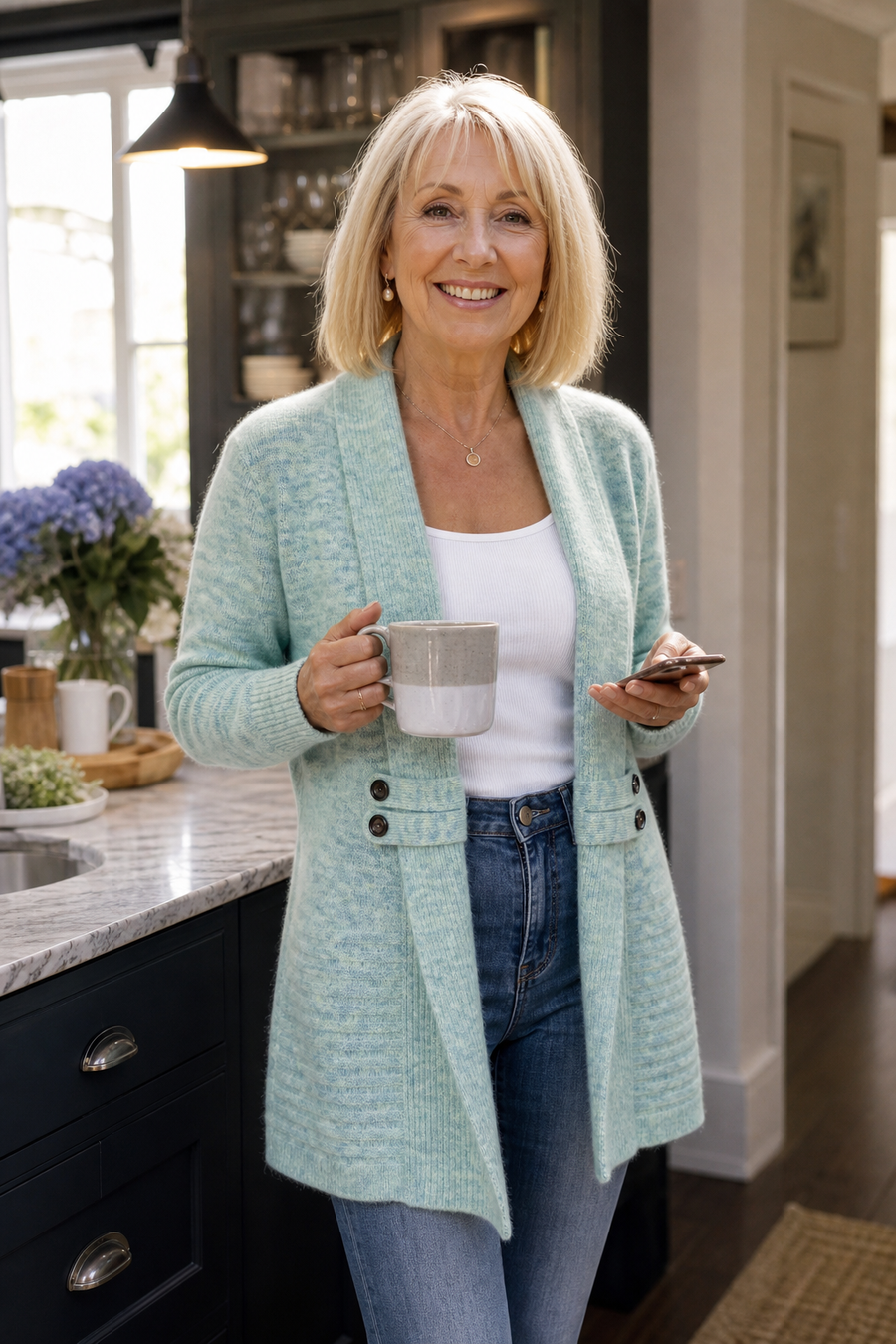 Wearbella | Double-Breasted Belted Knit Cardigan