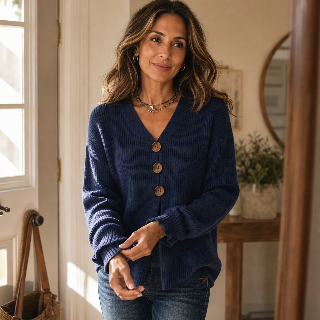 Wearbella – V-Neck Ribbed Knit Cardigan