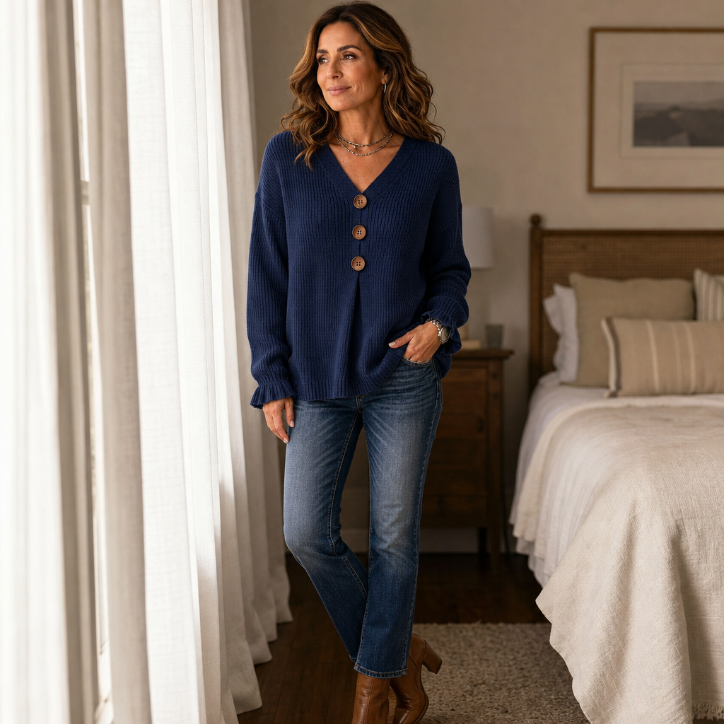 Wearbella – V-Neck Ribbed Knit Cardigan