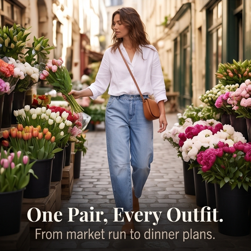 Lumière | High-Waisted Cropped Barrel Jeans