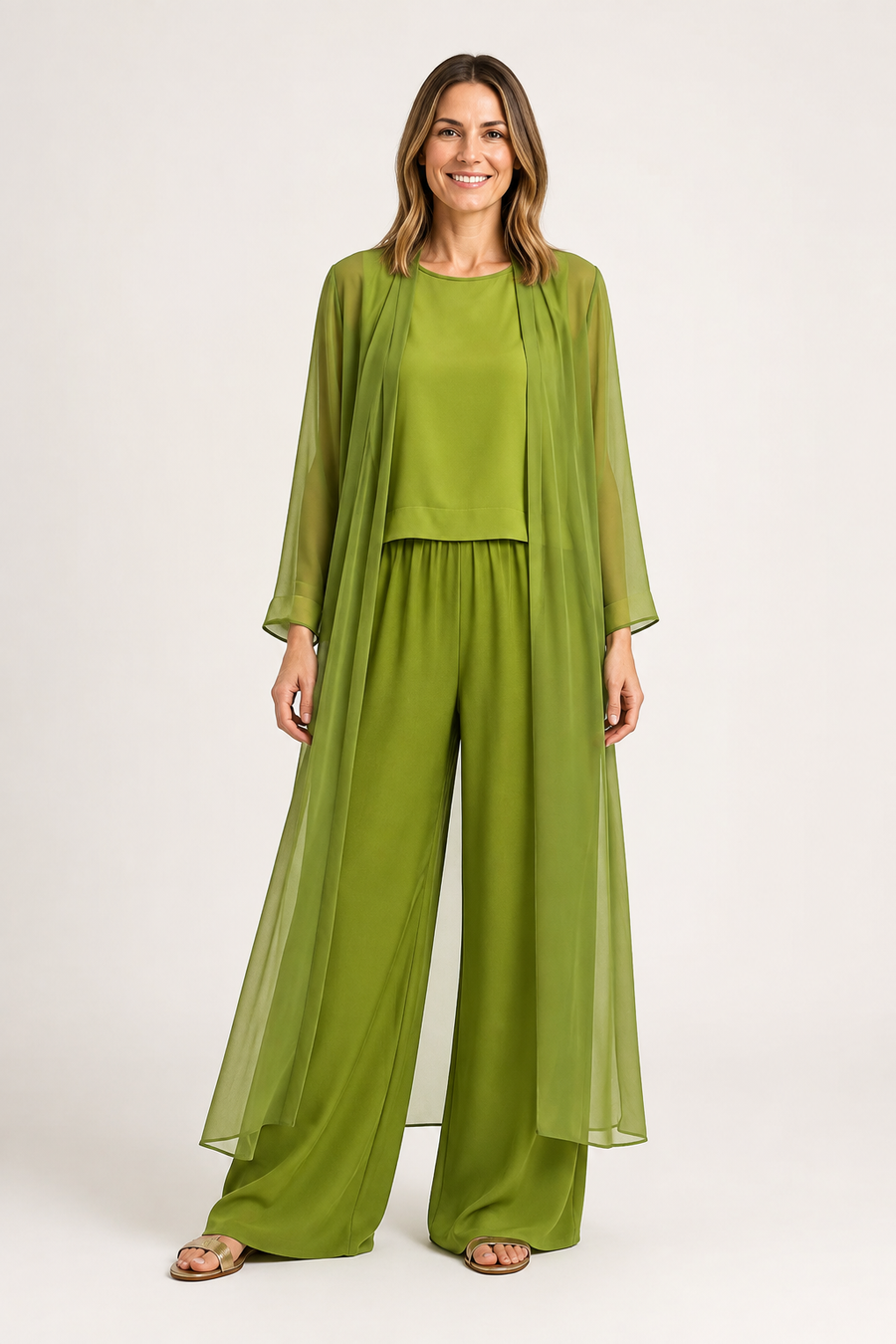 Lysoria olive green three piece set front view