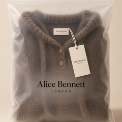 Alice Bennett London Marlowe Coffee hooded knitted top in luxury packaging