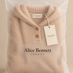Alice Bennett London Marlowe Apricot hooded knitted top in luxury packaging