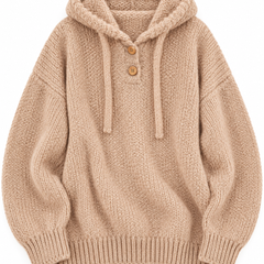 Marlowe Apricot hooded knitted top on white background