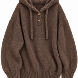 Marlowe Coffee hooded knitted top on white background
