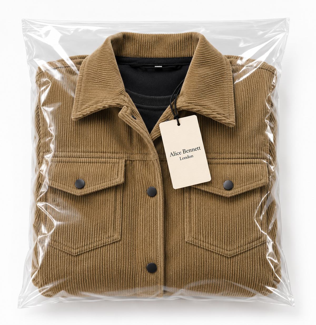 Marlowe ribbed jacket in Alice Bennett London packaging