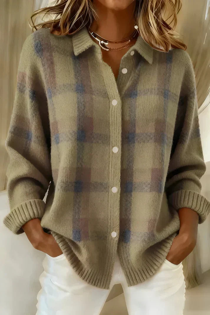 Barbara – Soft Checked Knit Blouse