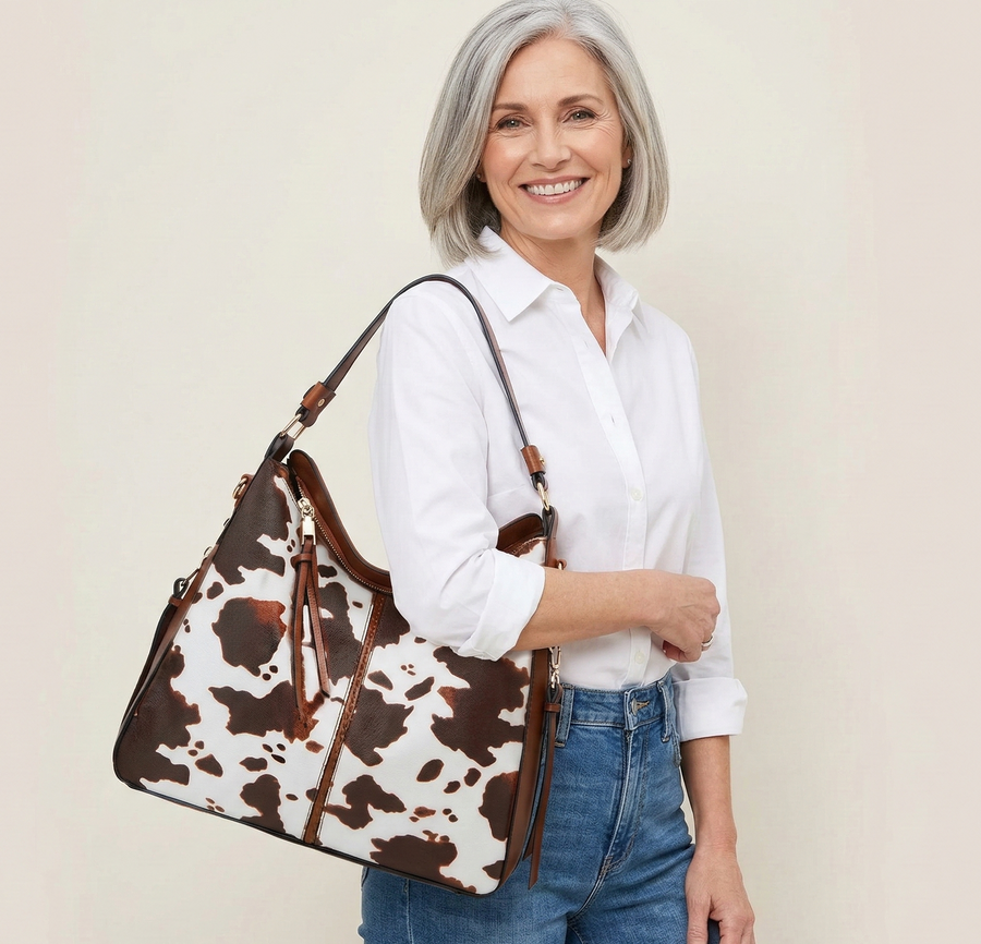 Luxury Leather Print Hobo Anti-Theft Handbag + FREE Pouch Wallet