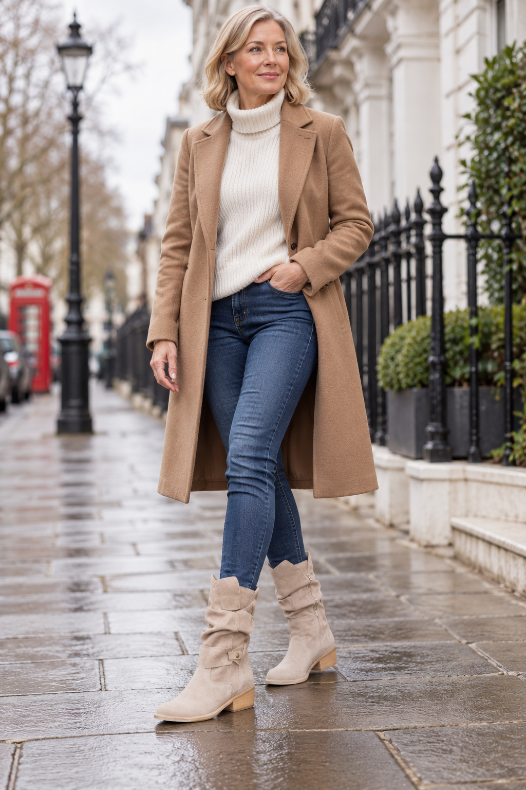 Nadine Western Boots worn by a mature model in London