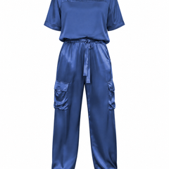 Nova Blue two-piece cargo set on white background