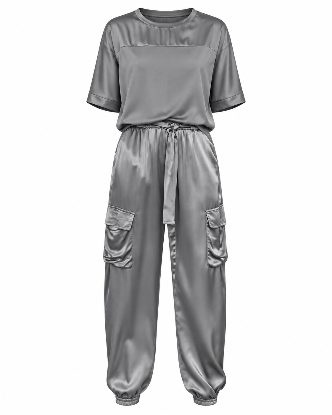 Nova Gray two-piece cargo set on white background