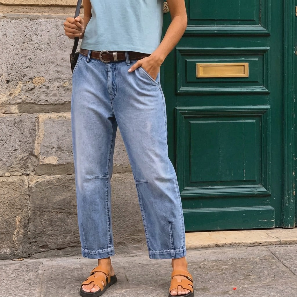 Lumière | High-Waisted Cropped Barrel Jeans