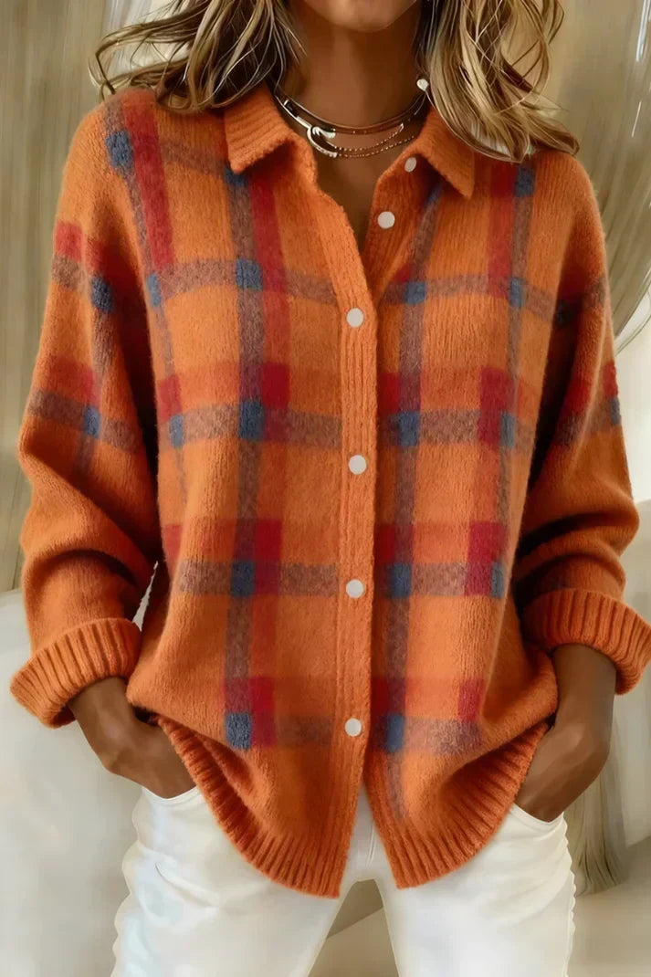 Barbara – Soft Checked Knit Blouse