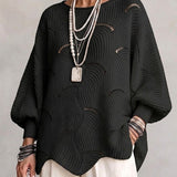 Coravina black textured open-knit jumper