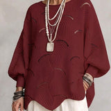 Coravina burgundy textured open-knit jumper