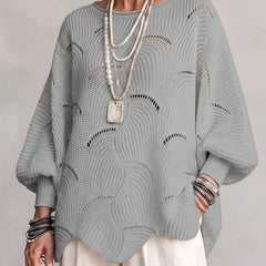 Coravina grey textured open-knit jumper