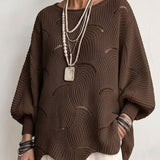 Coravina brown textured open-knit jumper