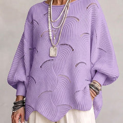 Coravina purple textured open-knit jumper