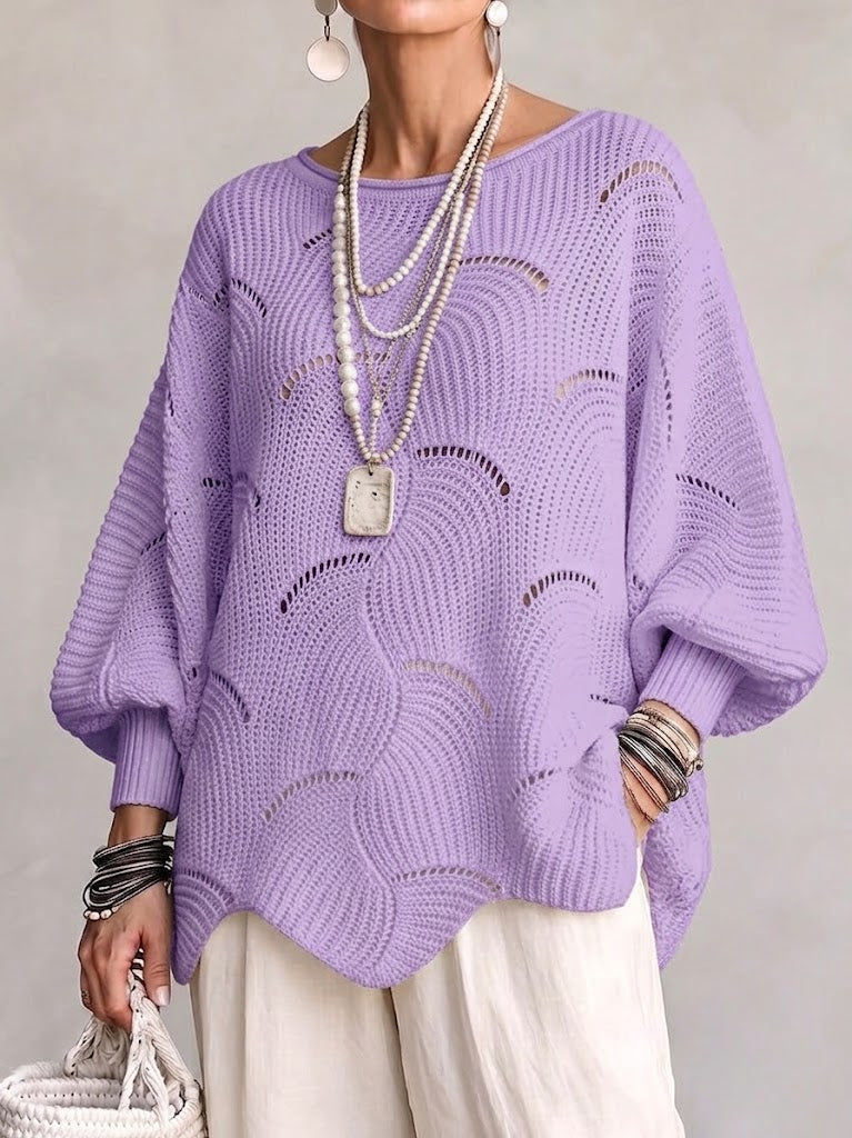 Coravina purple textured open-knit jumper