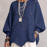 Coravina navy textured open-knit jumper