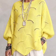 Coravina yellow textured open-knit jumper