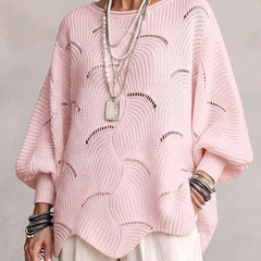 Coravina pink textured open-knit jumper