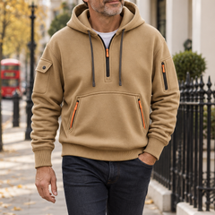 Phillip Classic Quarter-Zip Hoodie worn by a mature male model in London