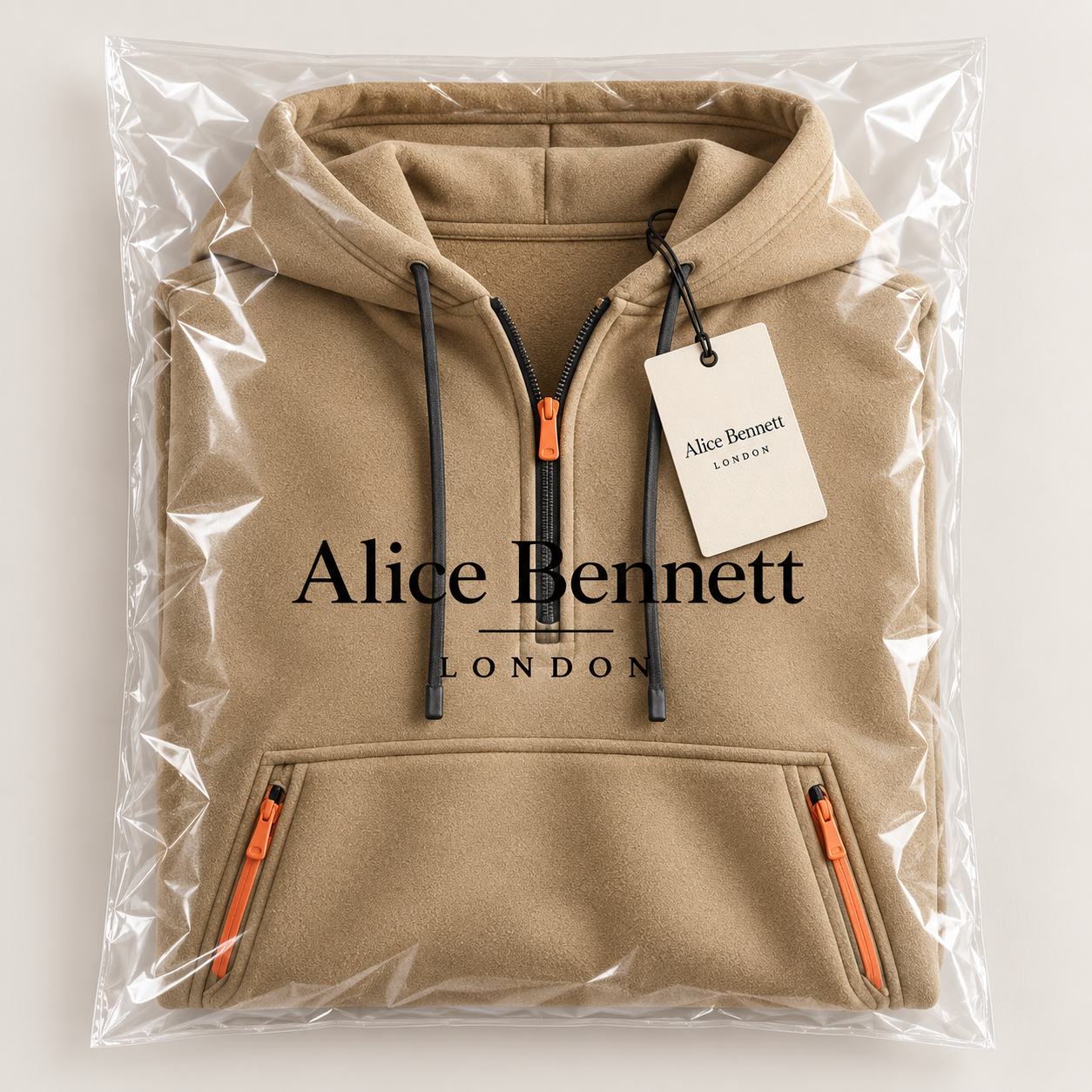 Phillip Classic Quarter-Zip Hoodie folded in Alice Bennett London packaging