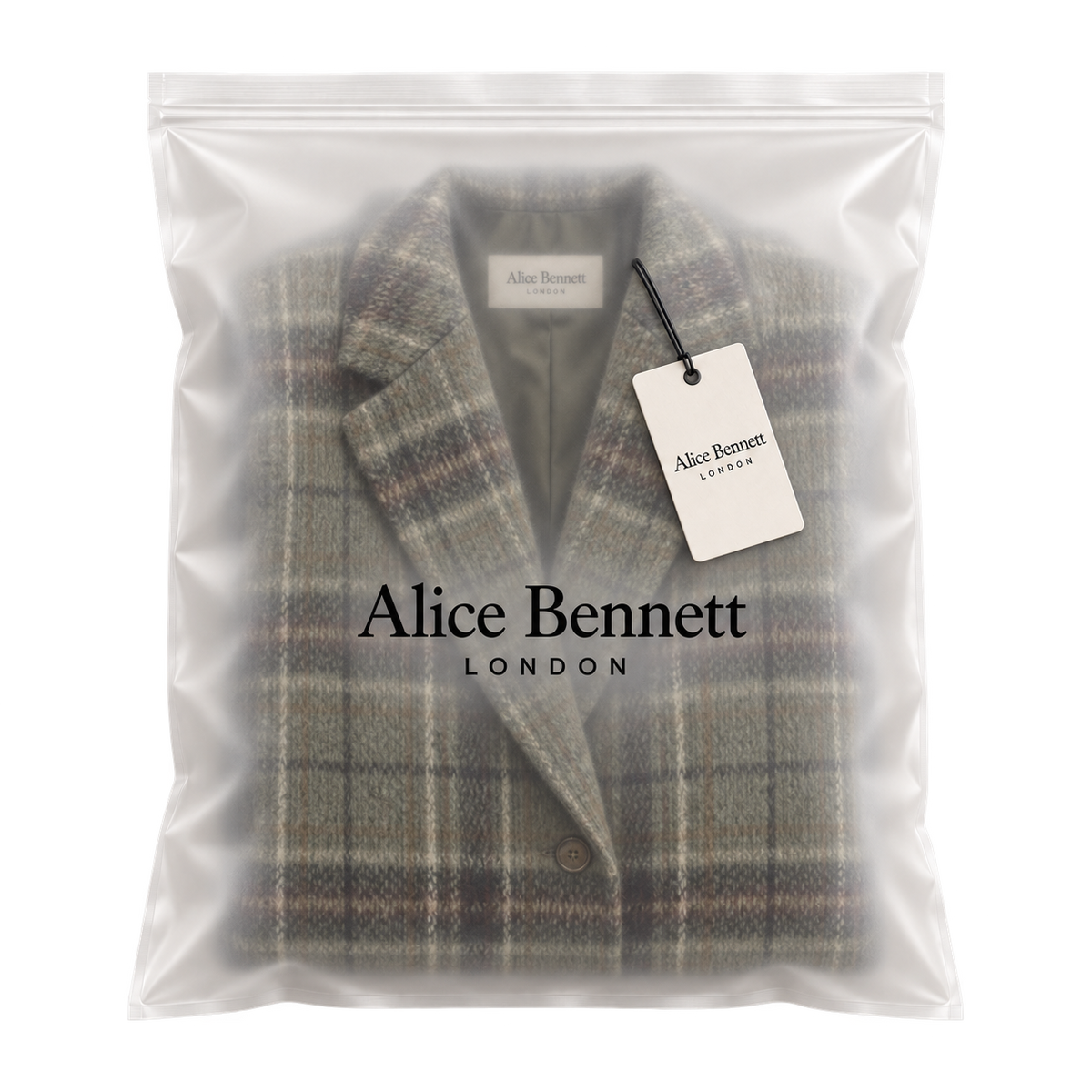 Retro Plaid Long Tweed Coat in Alice Bennett London packaging