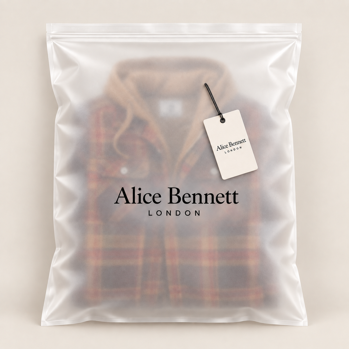 Rhett | Hooded Plaid Jacket in a matte Alice Bennett London garment bag