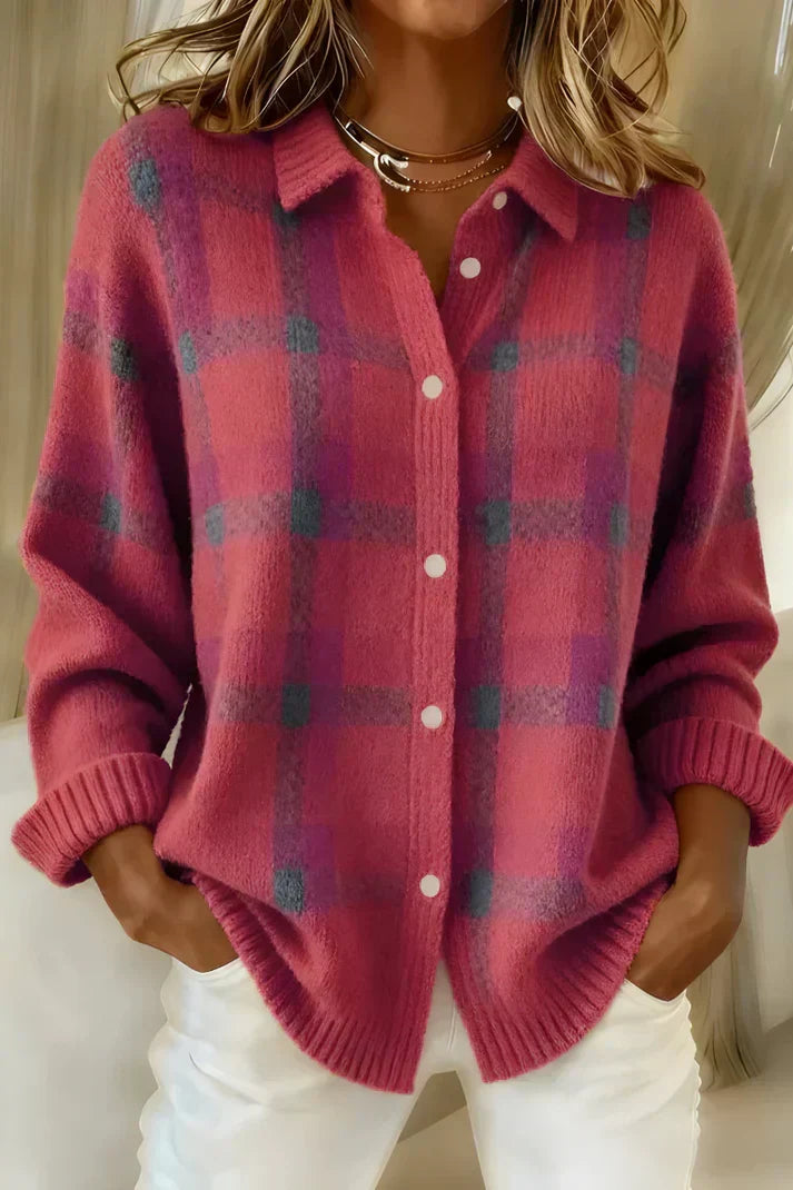Barbara – Soft Checked Knit Blouse