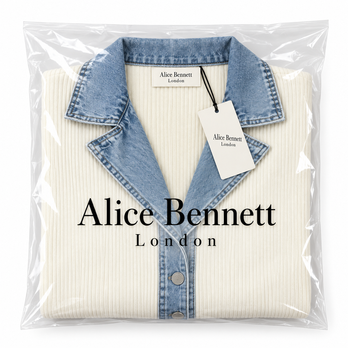 Soretta women's jacket in Alice Bennett London branded packaging
