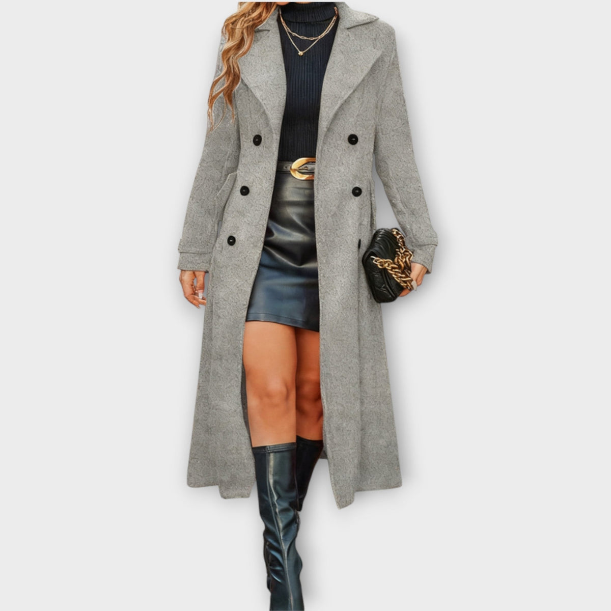 Elara – Longline Double-Breasted Winter Coat