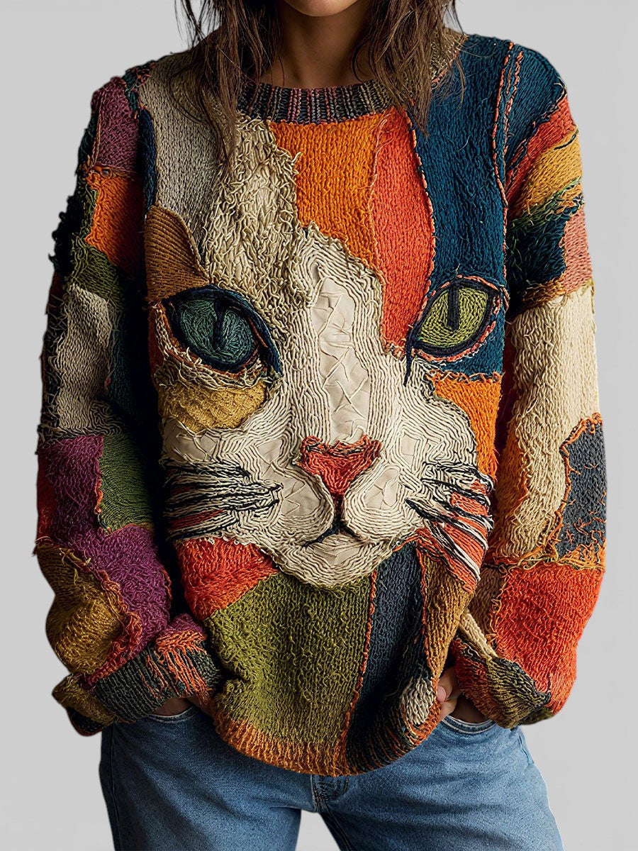 Zaira Artistic Cat Statement Top