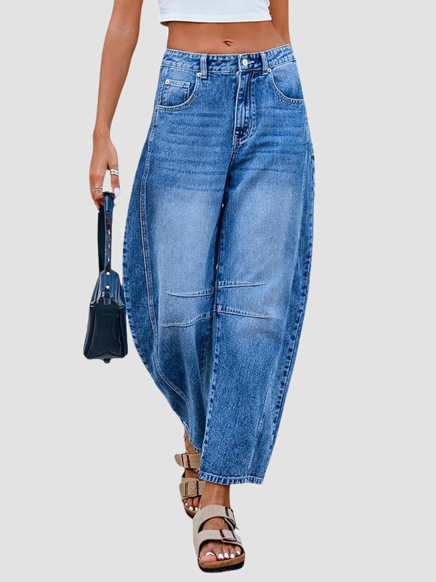 Linda | Cropped Barrel-Leg Denim Jeans