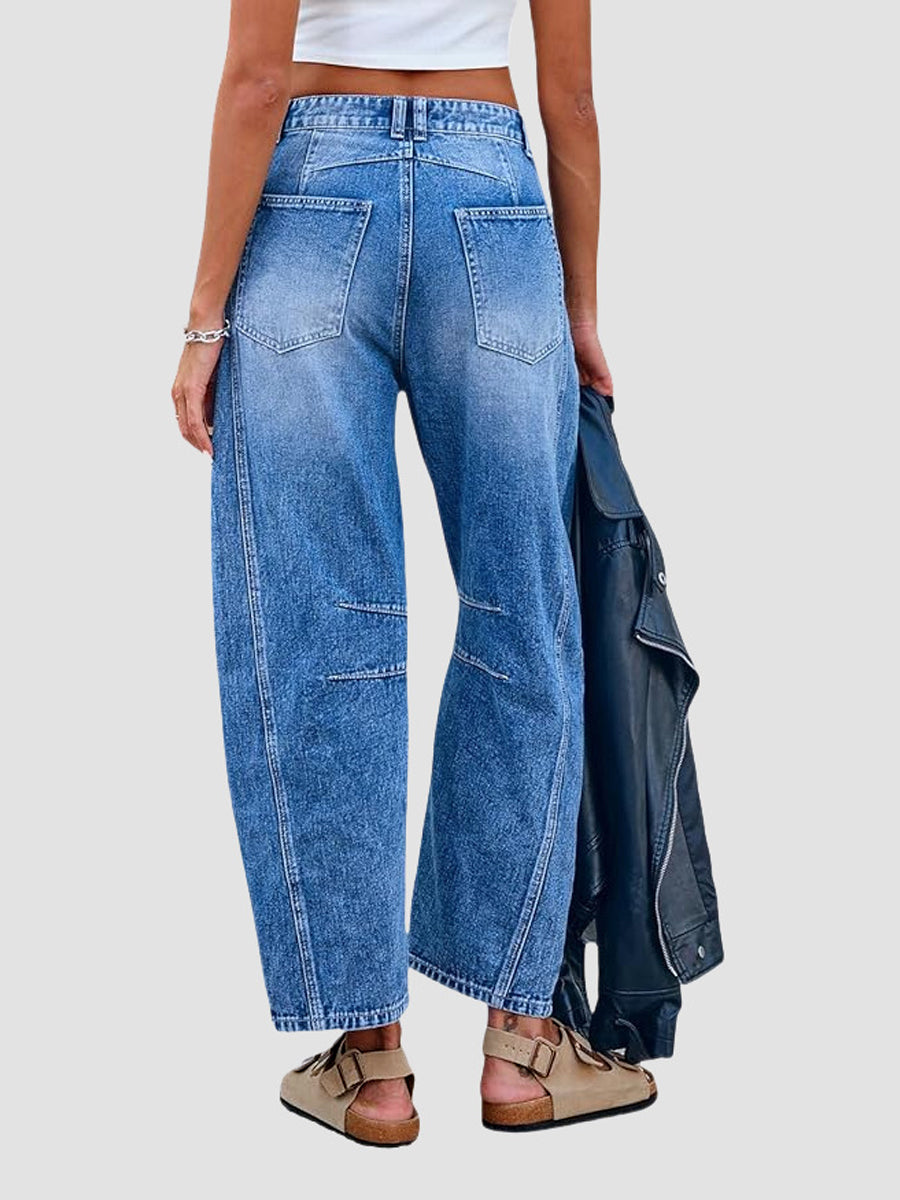 Linda | Cropped Barrel-Leg Denim Jeans