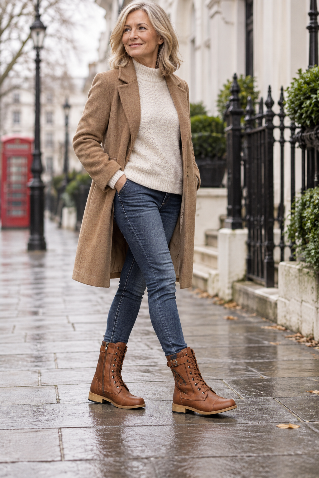 Sylvia Western Boots worn by a mature model in London