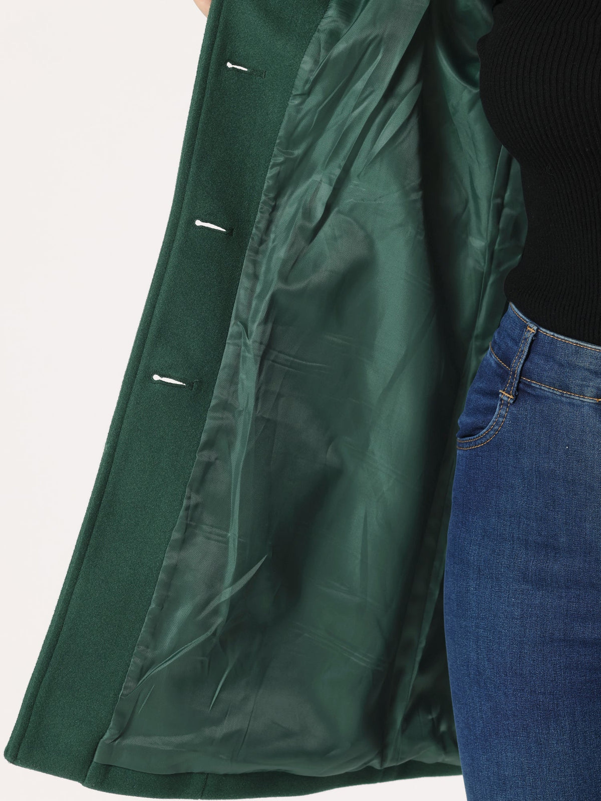 Gabardina de invierno cruzada con cierre frontal de botones