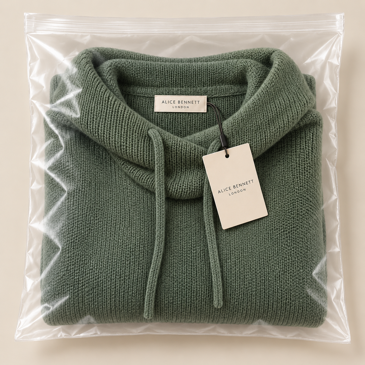 Valerisse soft-touch hooded sweatshirt in Alice Bennett London packaging