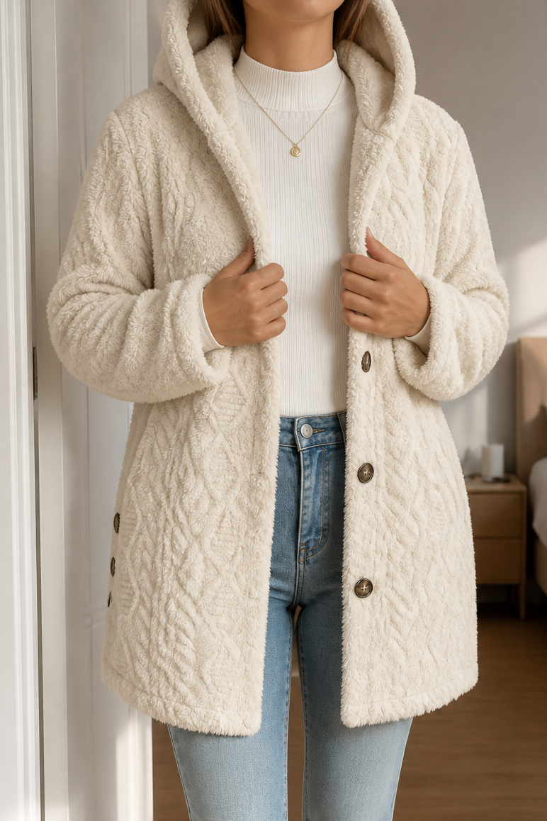 Wearbella | Cable-Knit Hooded Longline Coat