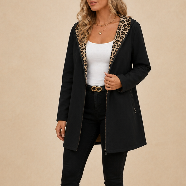 Wearbella | Reversible Leopard Print Hooded Coat