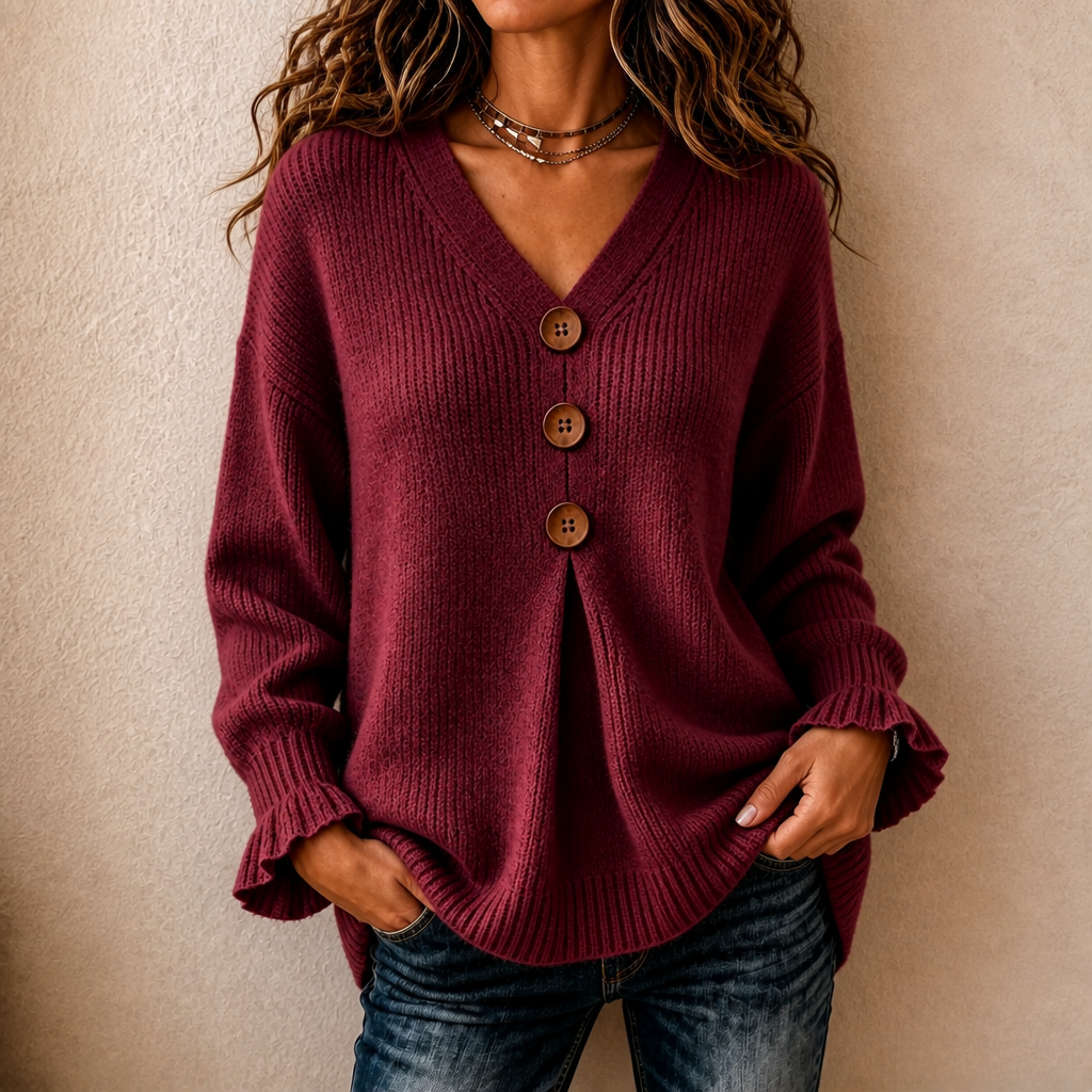 Wearbella – V-Neck Ribbed Knit Cardigan