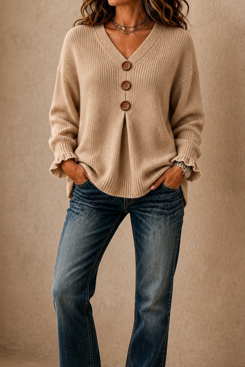 Wearbella – V-Neck Ribbed Knit Cardigan