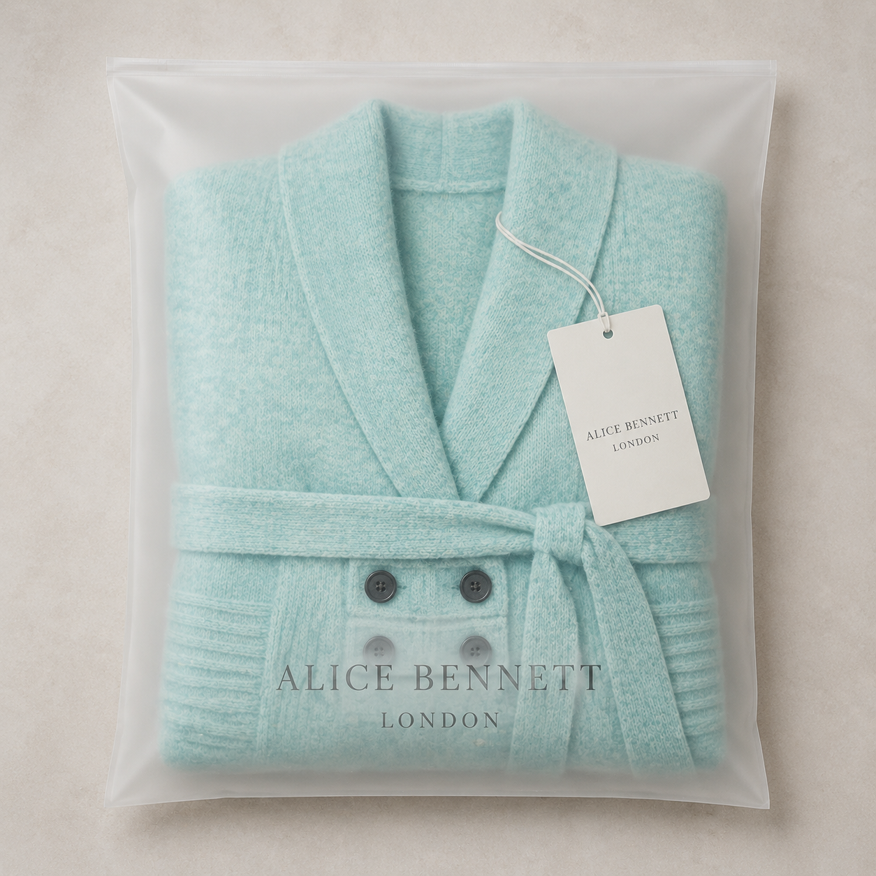 Wearbella light green cardigan in Alice Bennett London packaging