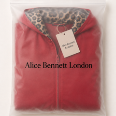 Wearbella reversible leopard hooded coat folded in Alice Bennett London packaging