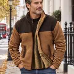 Weldon | Two-Tone Fleece Jacket worn by a mature London model