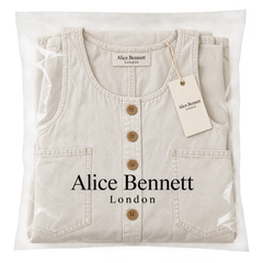 Willy ivory dungarees in Alice Bennett London packaging