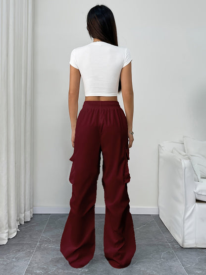 Chloe | Women's Wide Leg Cargo Pocket Drawstring Pants
