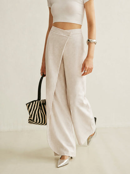 Camila | Women's High-Waist Asymmetric Wrap Wide Leg Pants