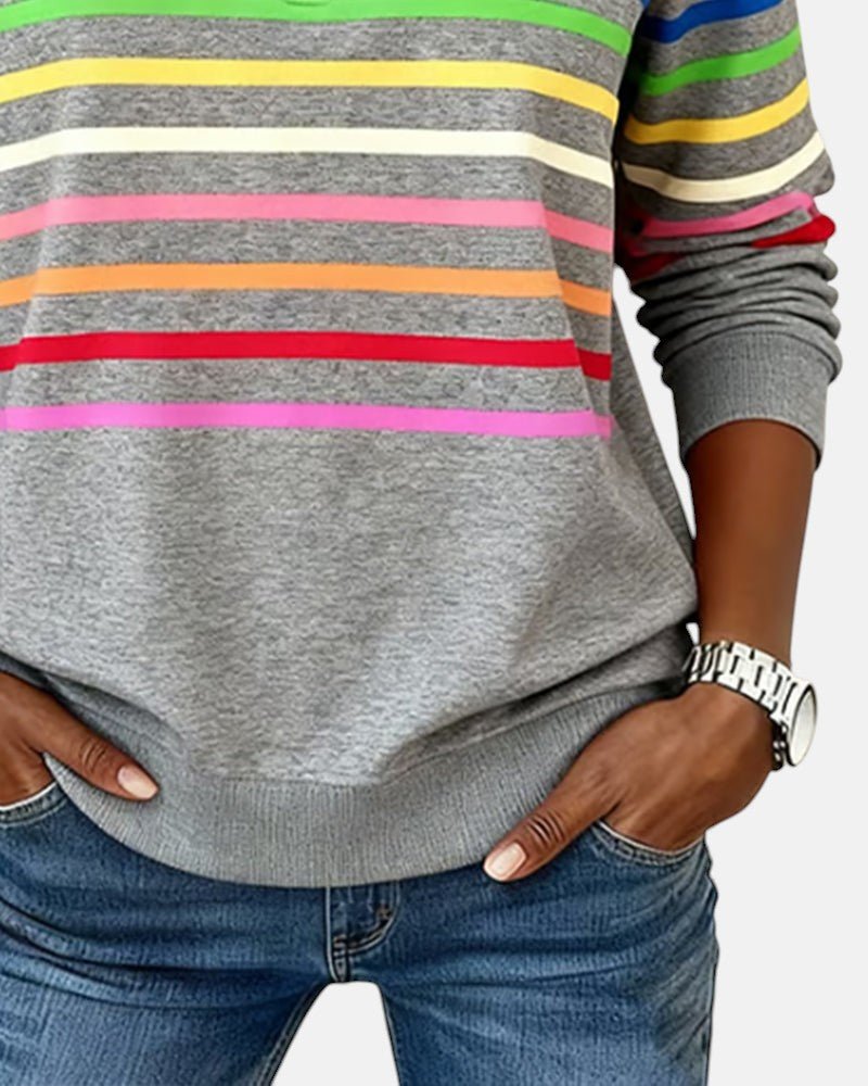 Corinelle™ | Soft-Touch Striped Half-Zip Sweatshirt